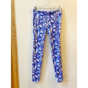 Blue and White Printed Workout Leggings